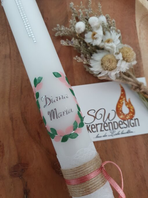 Taufkerze "Blätterkranz modern" – Bild 2