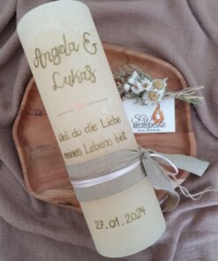 Hochzeitskerze rustik "Liebe"