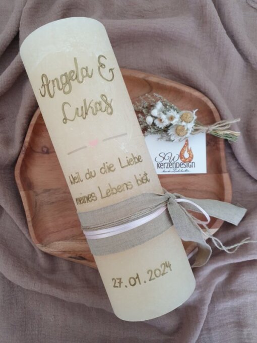 Hochzeitskerze rustik "Liebe"
