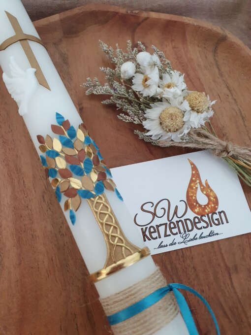 Taufkerze "Lebensbaum vintage" – Bild 2