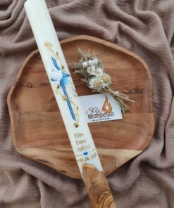 Taufkerze "Blätterranke" HOLZ