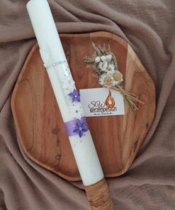 Taufkerze "3D Blumen" HOLZ