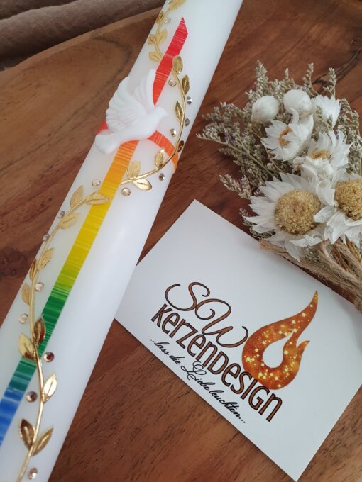 Taufkerze "Regenbogenfarben" – Bild 2