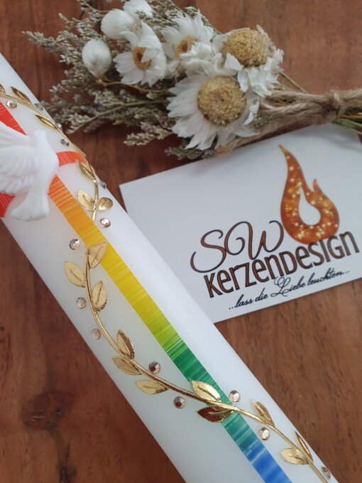 Taufkerze "Regenbogenfarben" – Bild 3