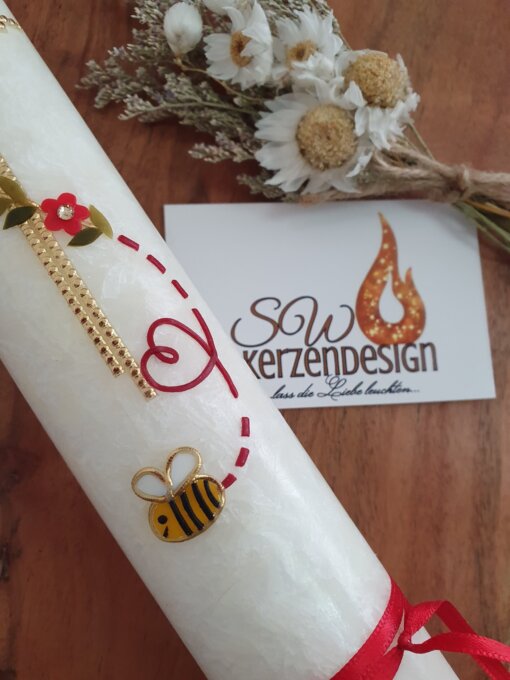 Taufkerze "Biene" HOLZ – Bild 2