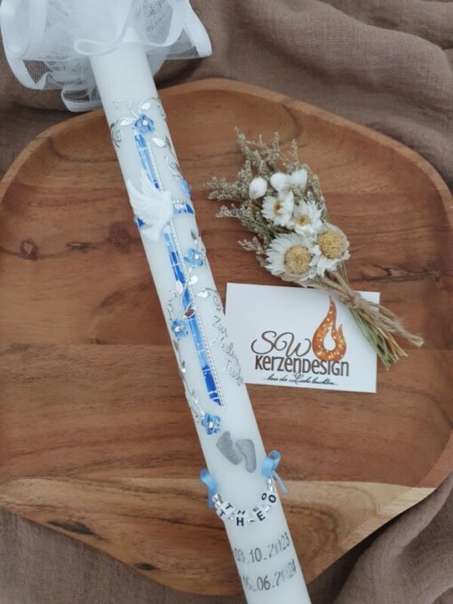 Taufkerze "Blumenranke verschnörkelt"