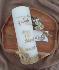 Hochzeitskerze "in Liebe" 25x8cm