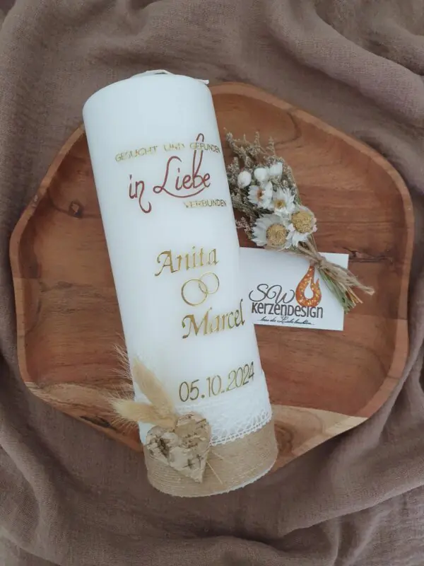 Hochzeitskerze "in Liebe" 25x8cm