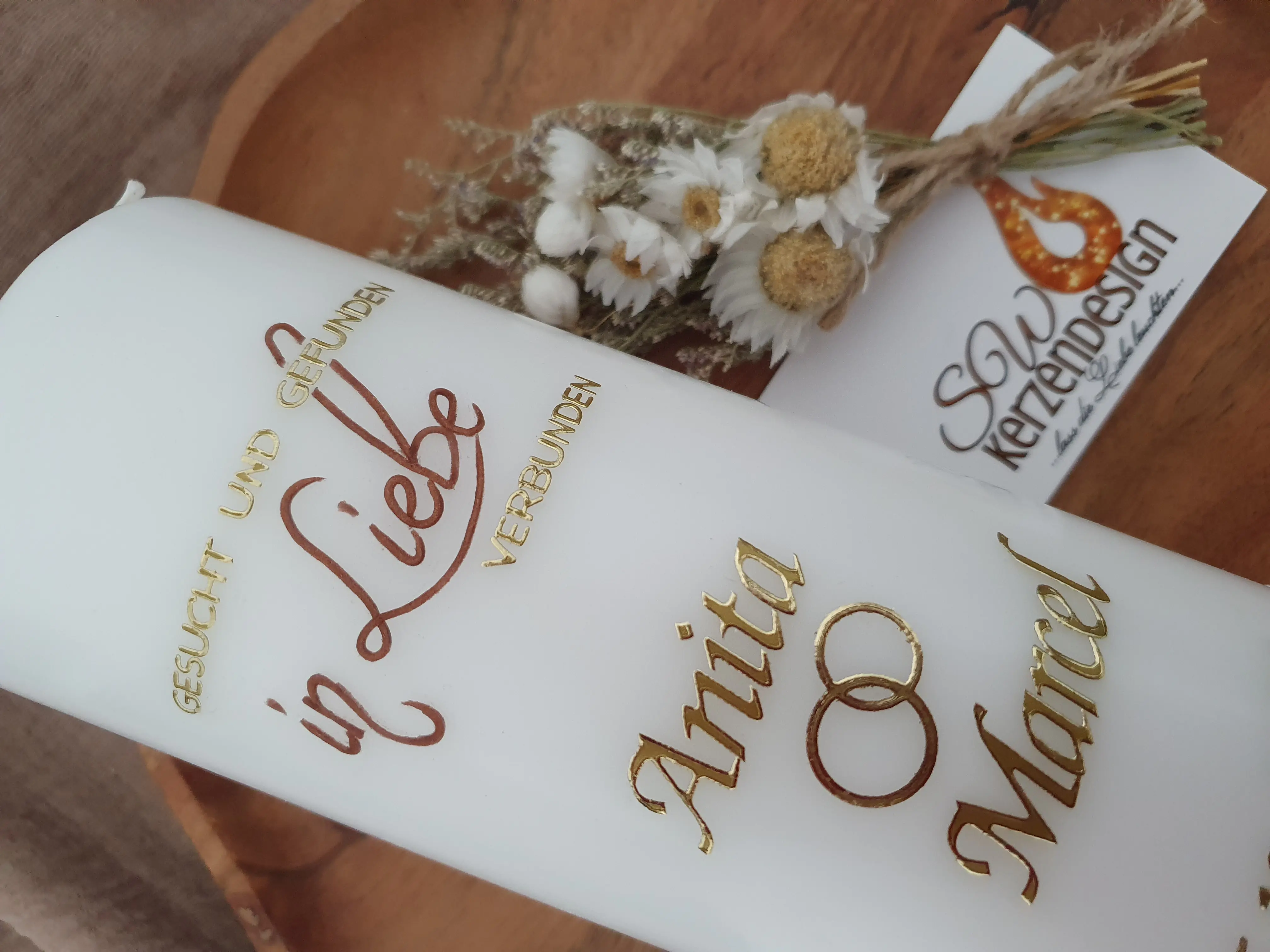 Alternative view of Hochzeitskerze "in Liebe" 25x8cm