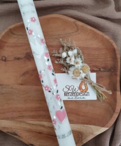 Taufkerze "Blumenranke mit Herz"