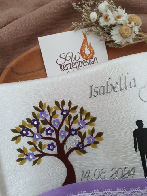 Hochzeitskerze "Welle perlmut Familie" 26x15x4,5cm – Bild 2
