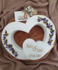 Hochzeitskerze Doppelherzform "Blumenranke"