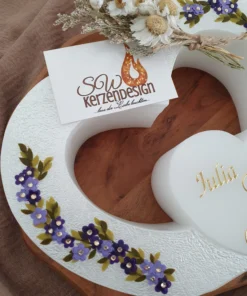 Alternative view of Hochzeitskerze Doppelherzform "Blumenranke"