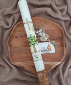 Taufkerze "Lebensbaum" HOLZ