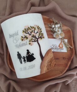 Hochzeitskerze "Lebensbaum auf Holz"