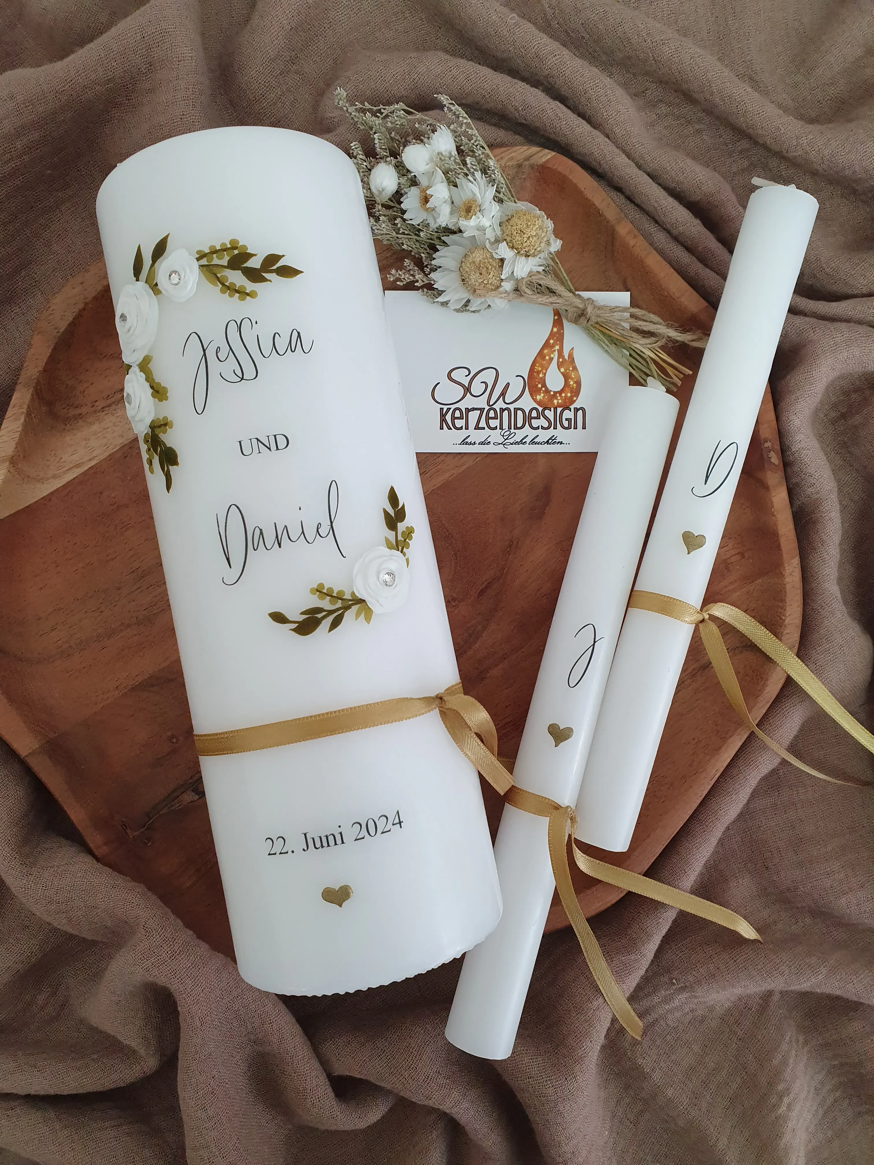 Hochzeitskerze "Rosenkranz" 25x8cm – Bild 5