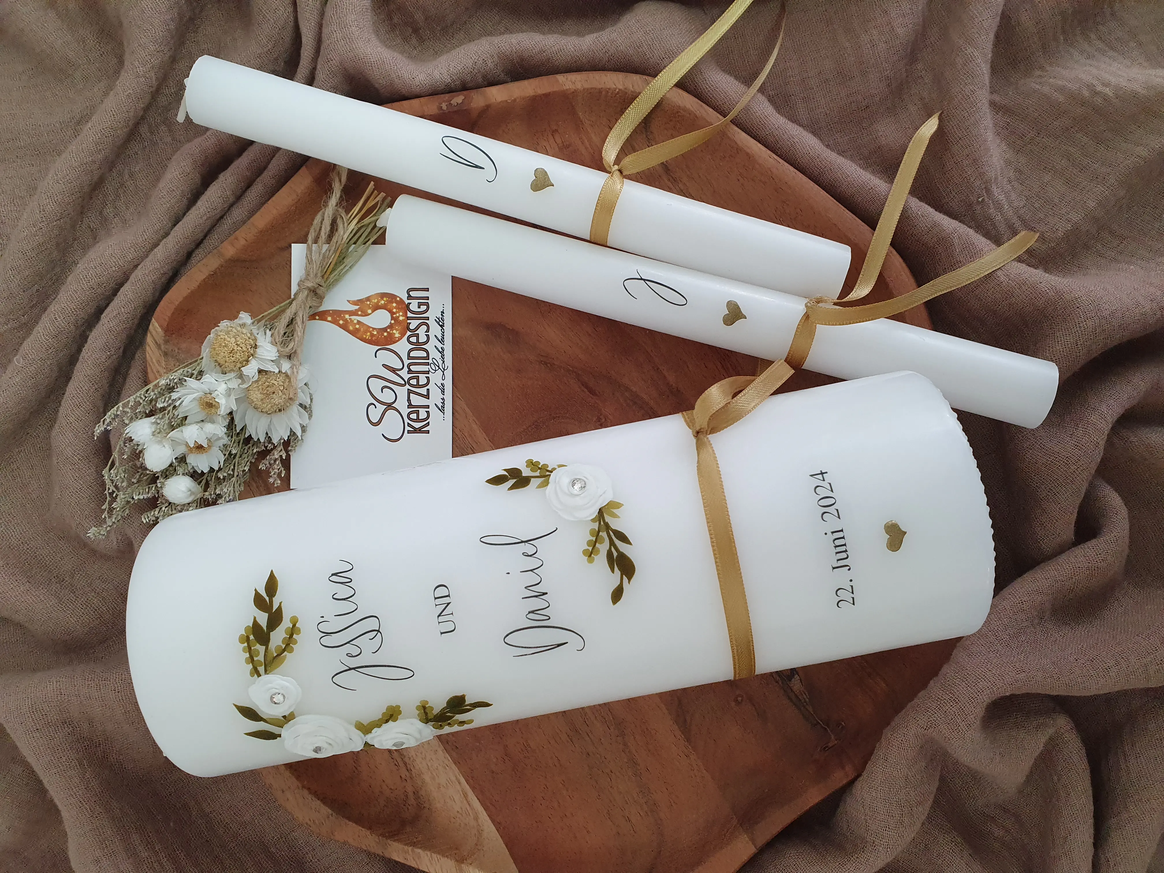 Hochzeitskerze "Rosenkranz" 25x8cm – Bild 5