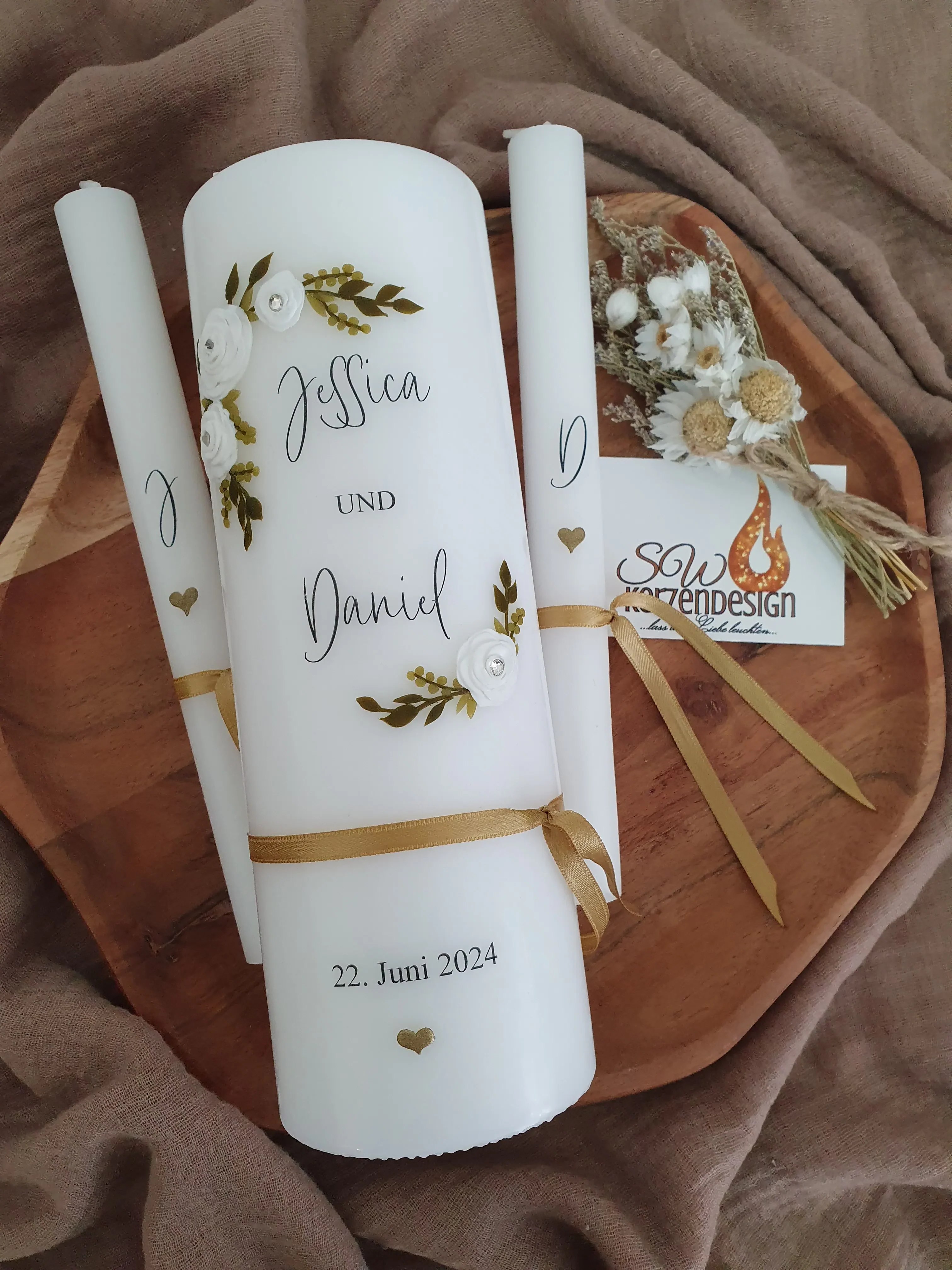 Hochzeitskerze "Rosenkranz" 25x8cm – Bild 4