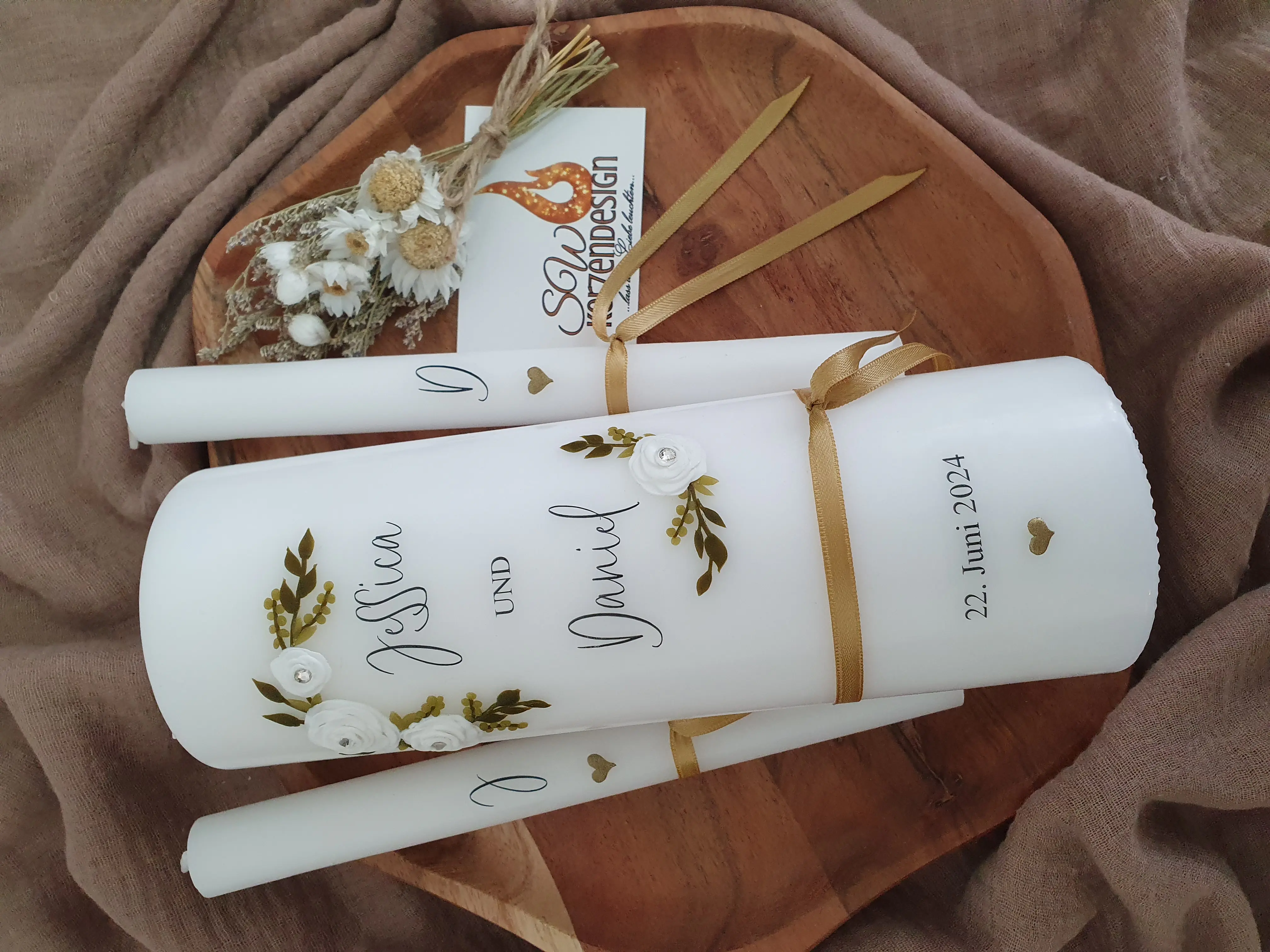 Hochzeitskerze "Rosenkranz" 25x8cm – Bild 4