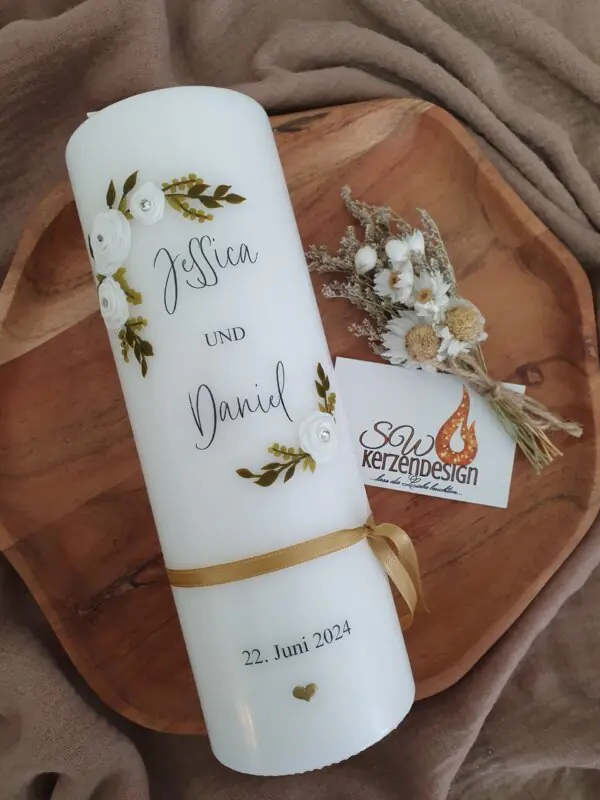 Hochzeitskerze "Rosenkranz" 25x8cm
