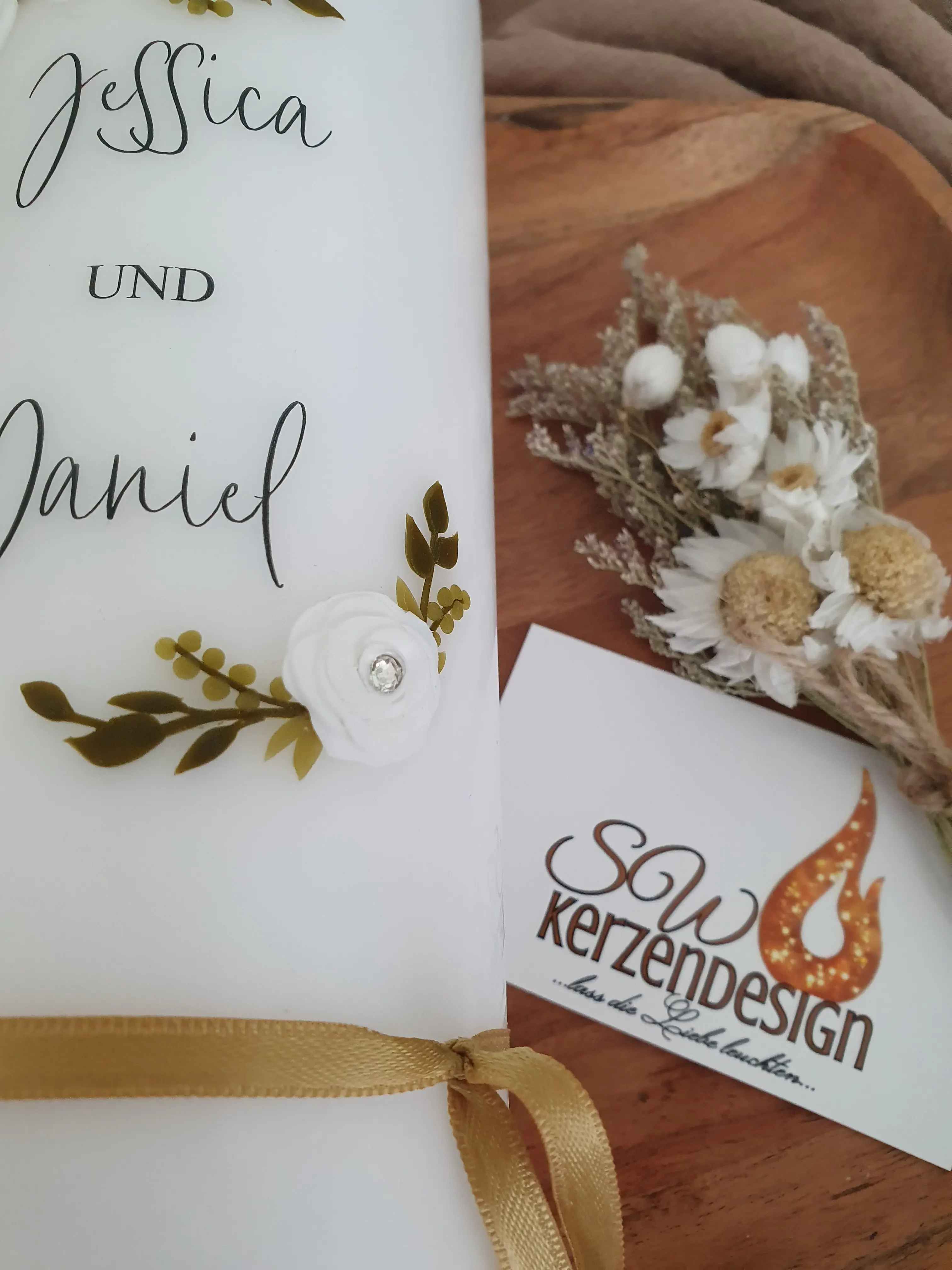 Hochzeitskerze "Rosenkranz" 25x8cm – Bild 3