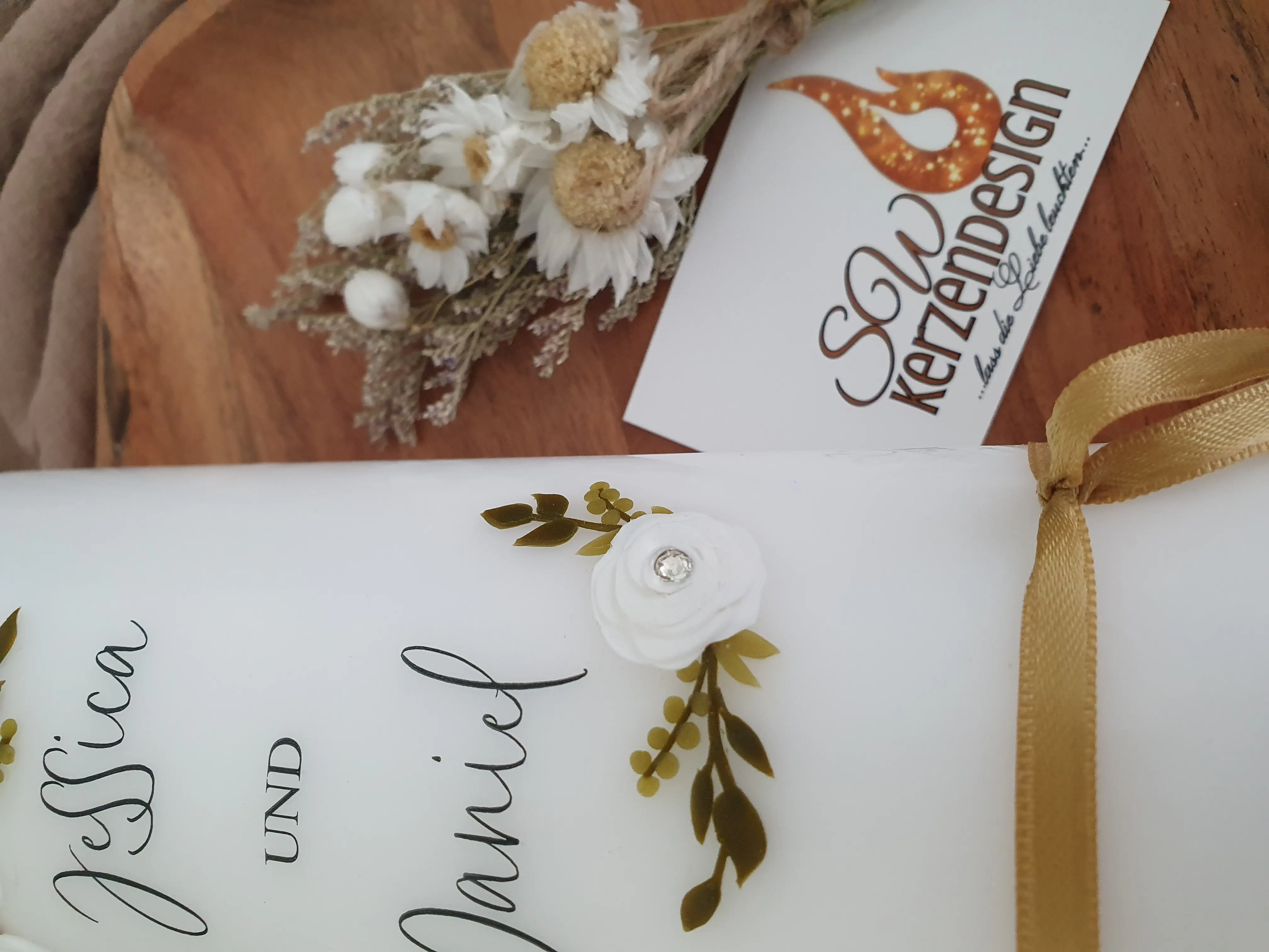 Hochzeitskerze "Rosenkranz" 25x8cm – Bild 3