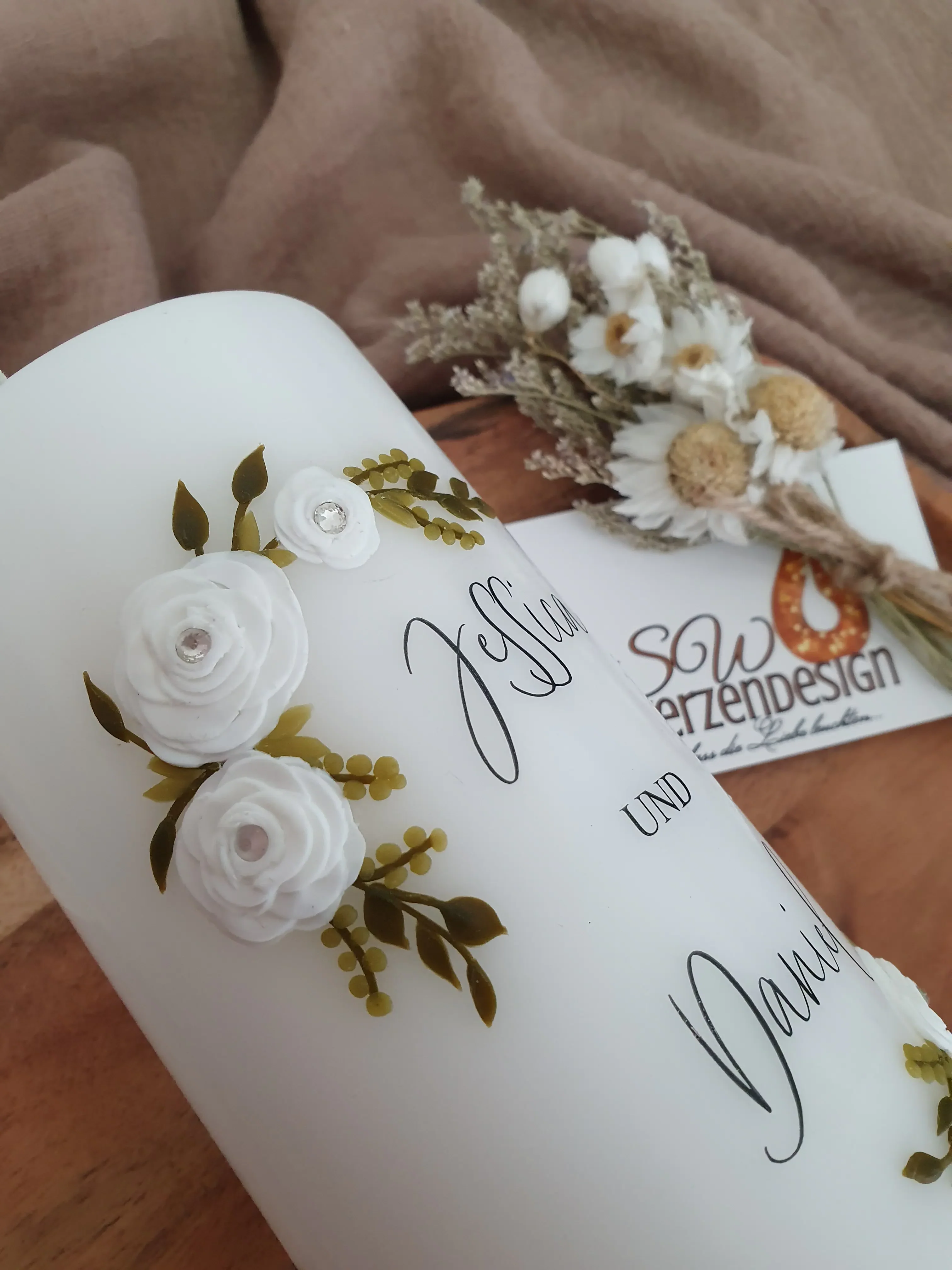 Hochzeitskerze "Rosenkranz" 25x8cm – Bild 2