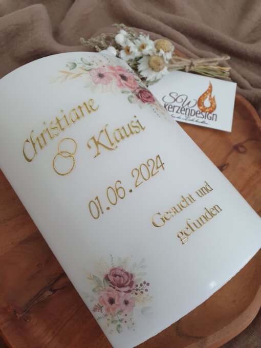 Hochzeitskerze "Blüten elegant" – Bild 3