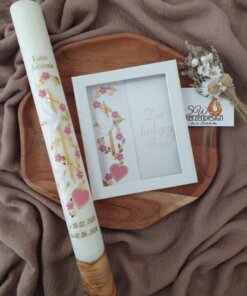 Tauf-Set klein "Blumenranke mit Herz" HOLZ