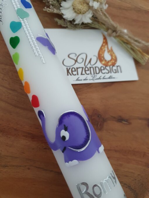 Taufkerze "Elefant mit Herzen" – Bild 2