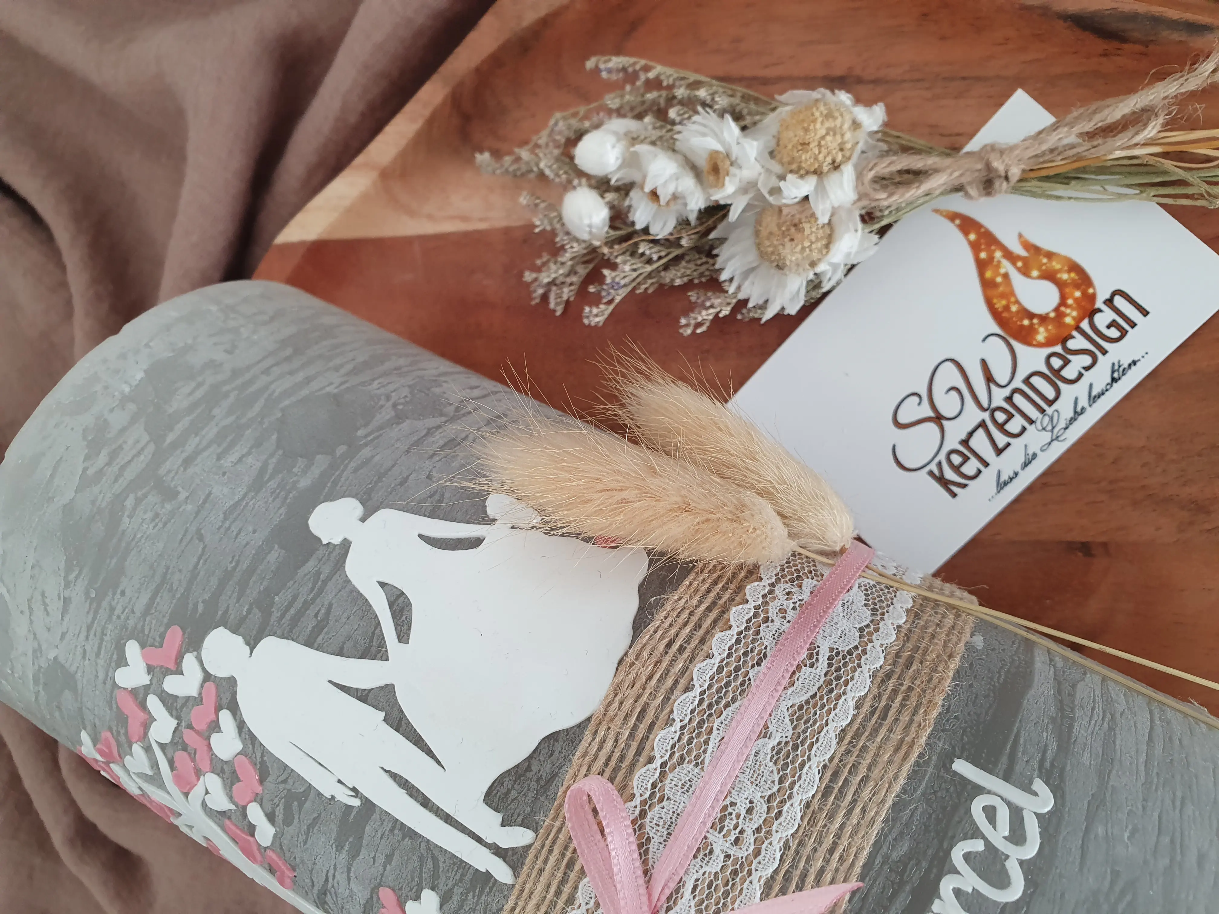 Alternative view of Hochzeitskerze rustik "Lebensbaum mit Silhouette"