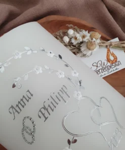 Alternative view of Hochzeitskerze "Doppelherzen Blumenranke"