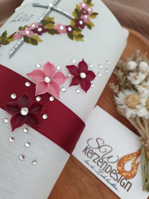 Tischkerze "Blumenranke mit 3D Blumen" – Bild 2