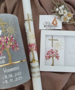 3er-Set Taufe "Lebensbaum mit Blumen"