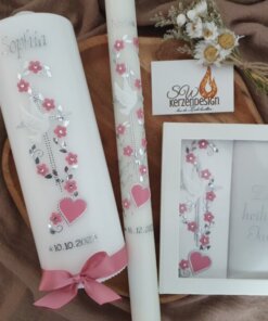 3er-Set Taufe "Blumenranke mit Herz"