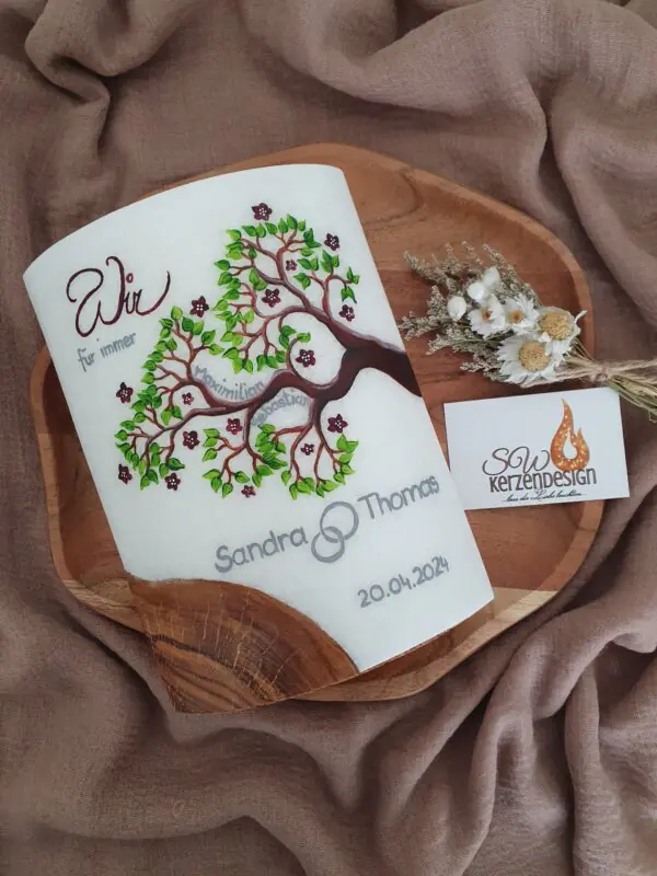 Hochzeitskerze Holz "Wir für immer"
