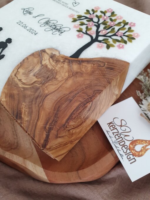 Hochzeitskerze Holz "Lebensbaum mit Silhouette" – Bild 4
