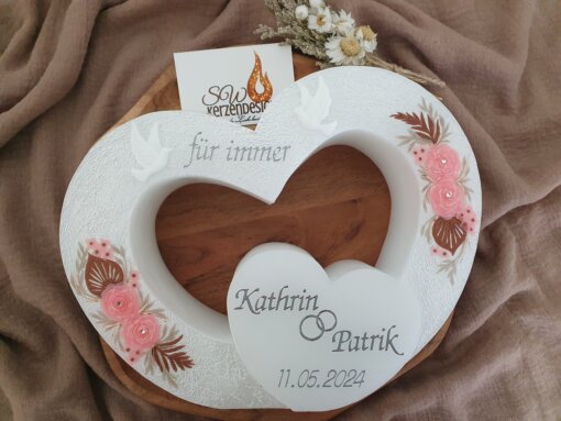 Hochzeitskerze Doppelherzform – Bild 8