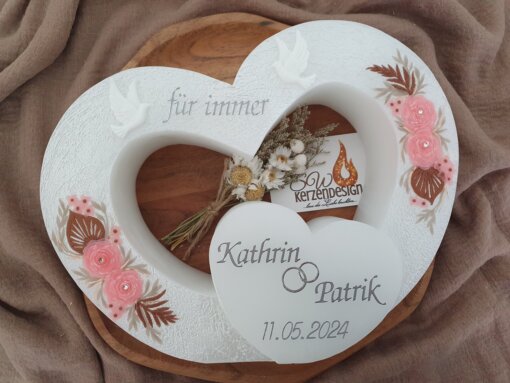 Hochzeitskerze Doppelherzform – Bild 5