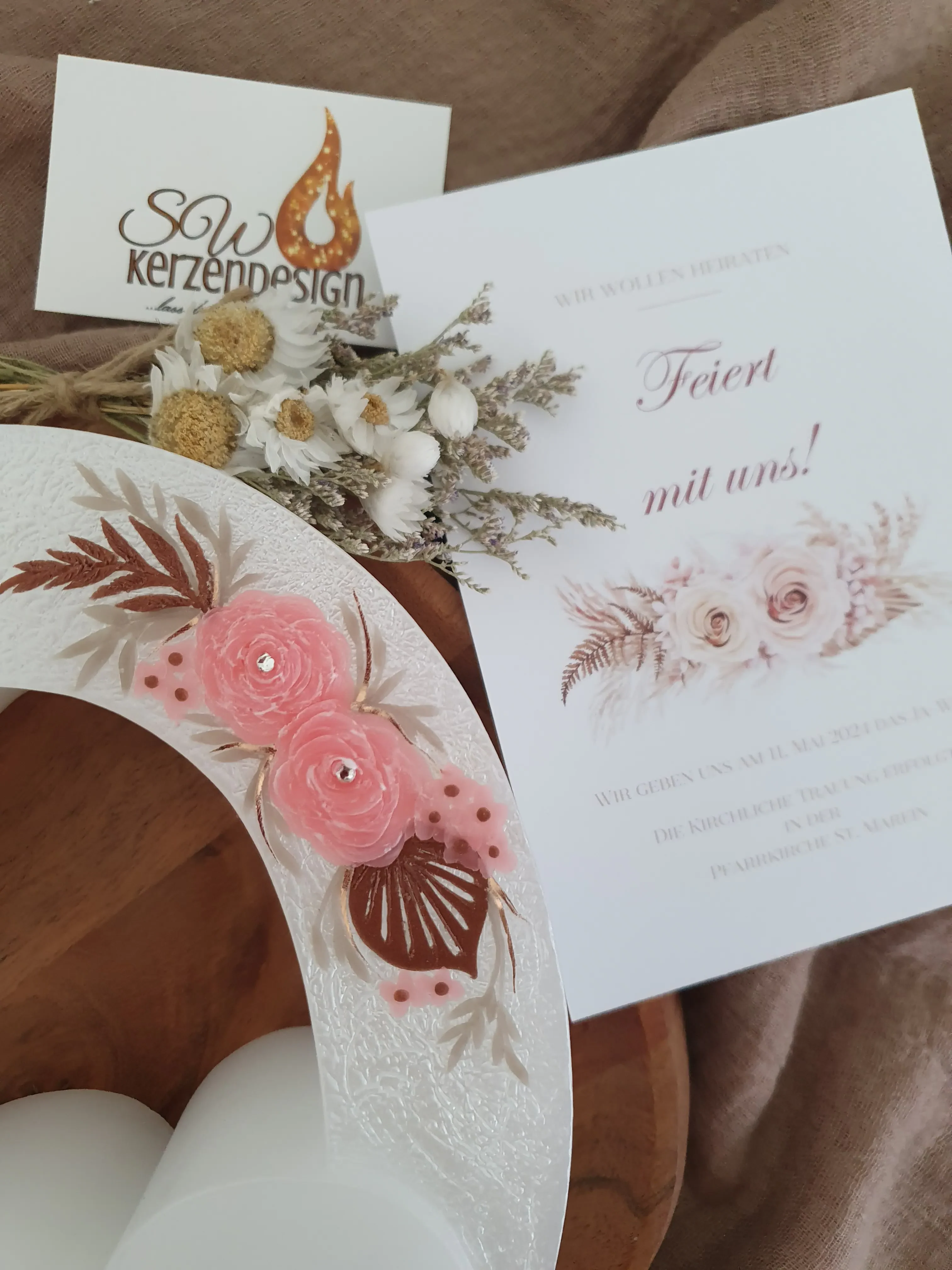 Hochzeitskerze Doppelherzform – Bild 3