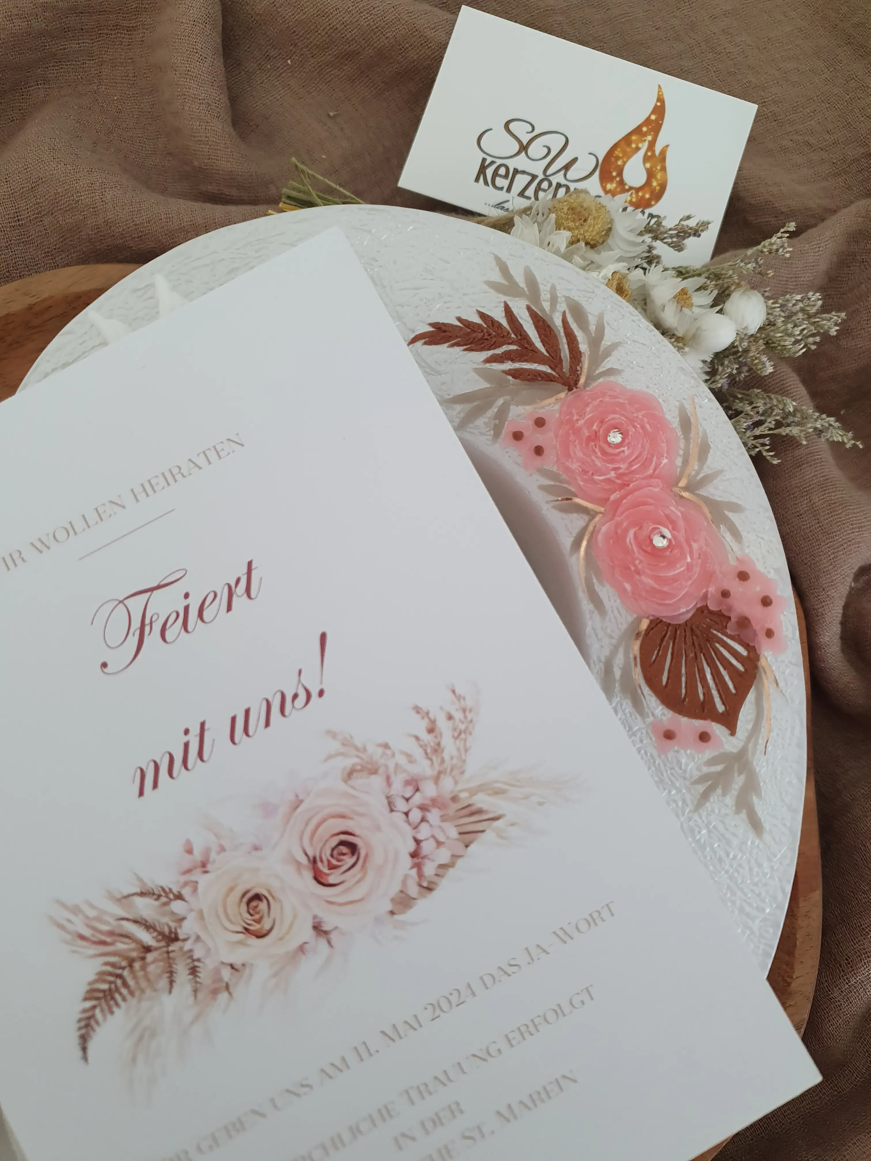 Hochzeitskerze Doppelherzform – Bild 2