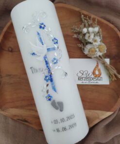 Tischkerze "Babyfüße Blumenranke"
