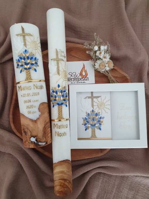 3er-Set Taufe HOLZ "Lebensbaum-Sonne"
