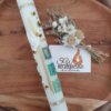Taufkerze "Blumenranke elegant mit Taufsymbole"