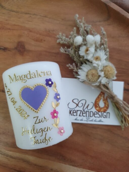 Gastgeschenk "Herz mit Blumenranke" 8x6cm
