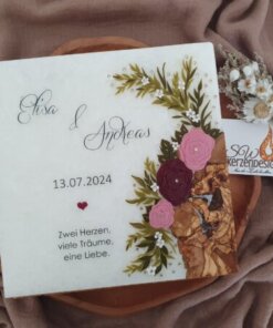 Hochzeitskerze Holz "Rosen"