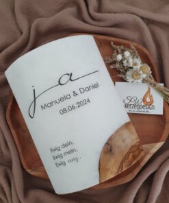 Hochzeitskerze Holz "Ja"