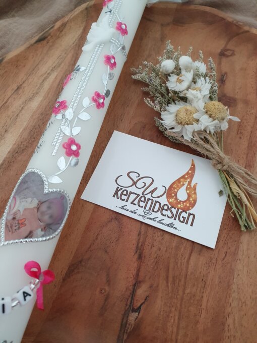 Taufkerze "Blumenranke" mit Foto – Bild 8